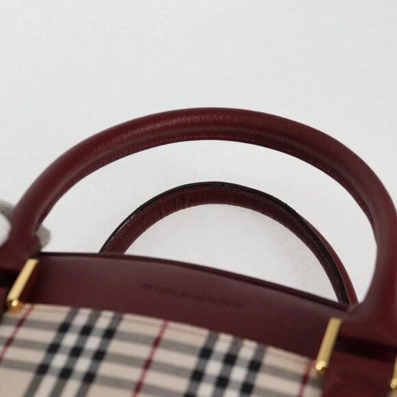 BURBERRY Nova Check Hand Bag Canvas Beige Gold Auth am8511V - Picture 9 of 16